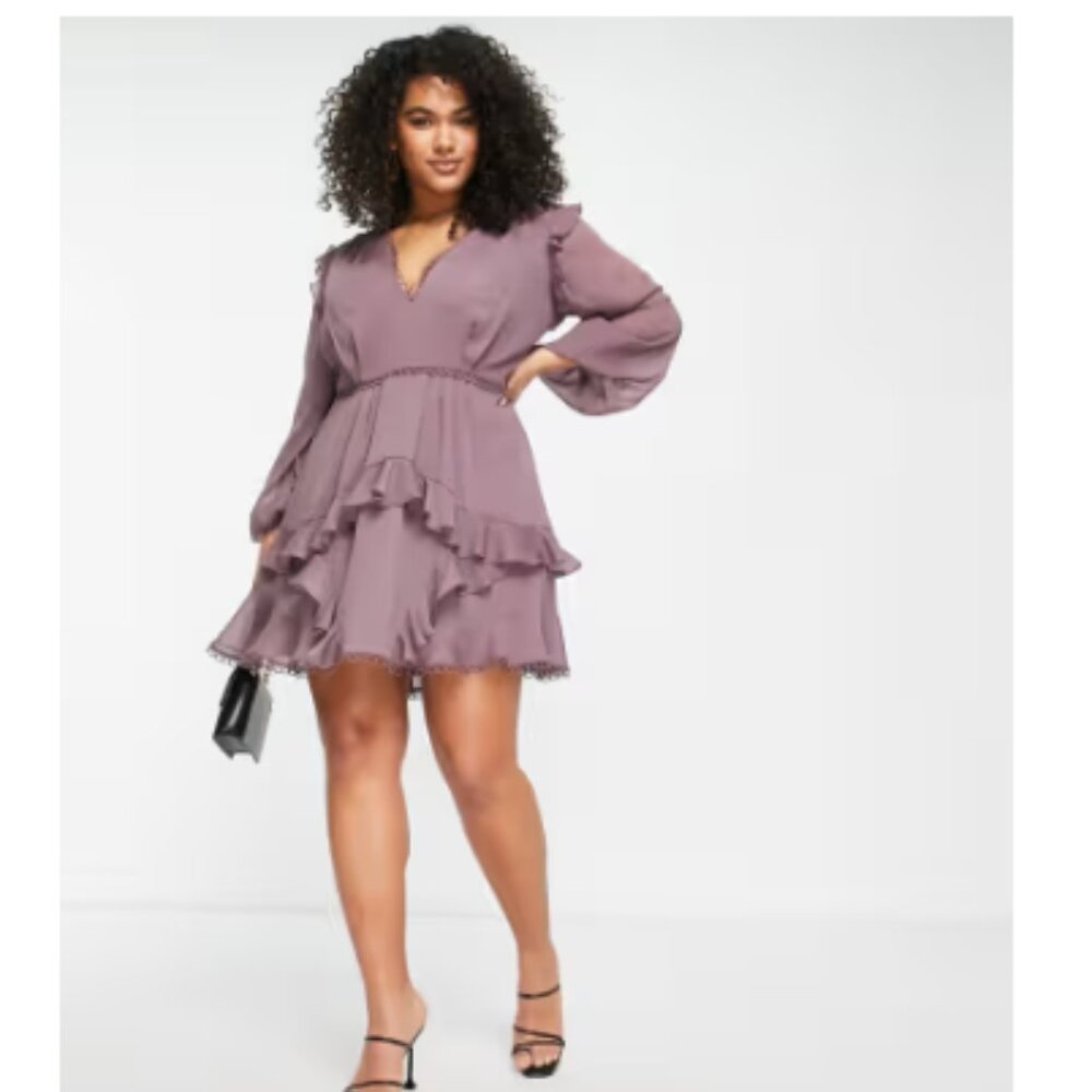 ASOS DESIGN Curve Mauve Mini Dress